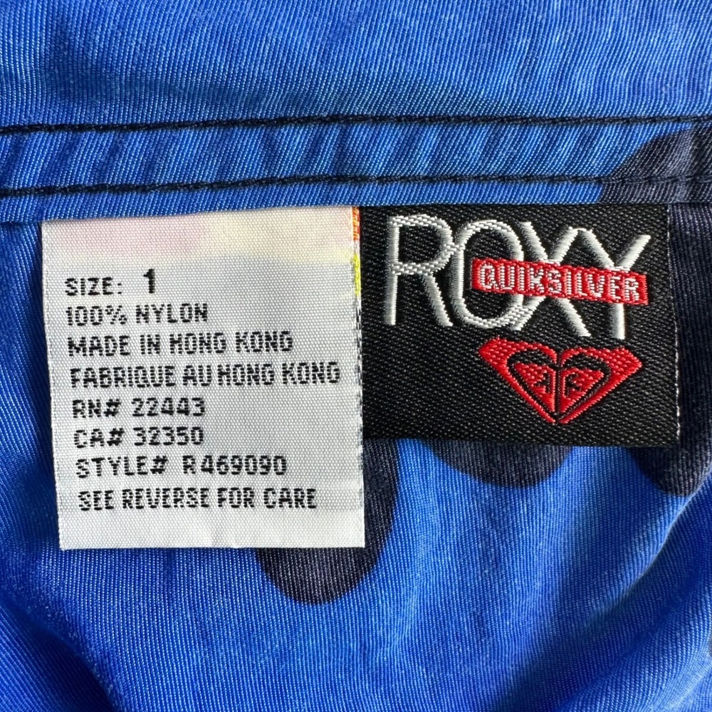 Vintage Roxy Quiksilver Blue Floral Board Shorts Juniors Size 1 Y2K Hibiscus - Picture 7 of 14